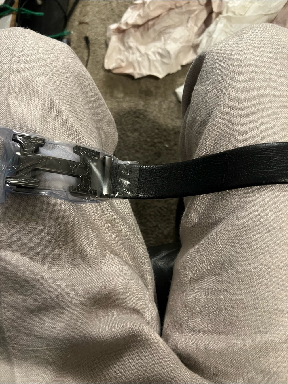 Black Leather Hermes Belt